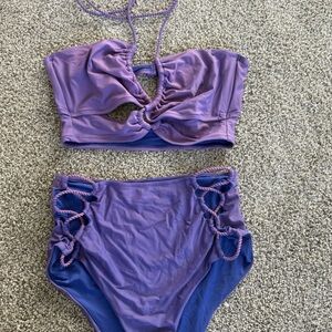 Aerie Lavender Ruched Bikini Set